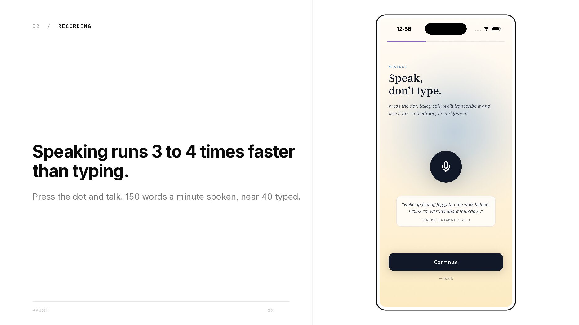 Pause — a voice-first journal for iOS